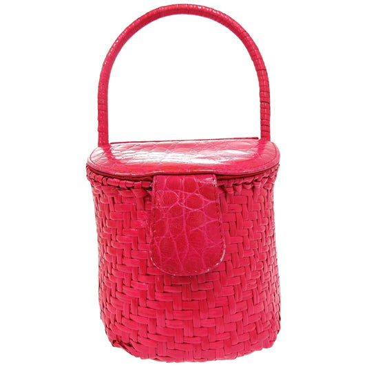 FENDI Handbag straw pink Basket bag vanity bag Women Used Authentic