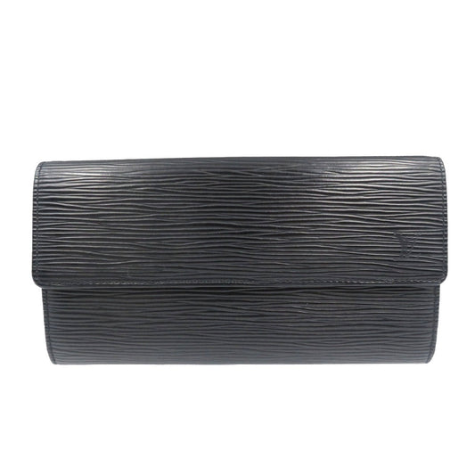LOUIS VUITTON Long Wallet Purse M63592 Epi Leather Noir Epi Pochette Porto Monnet Credit