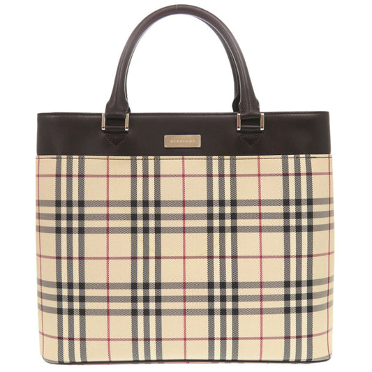 BURBERRY Handbag Canvas, Leather beige Nova Check