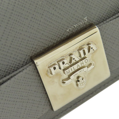 PRADA Card Case Safiano gray Fiocco