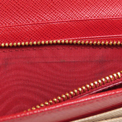 PRADA Long Wallet Purse leather beige Safiano logo