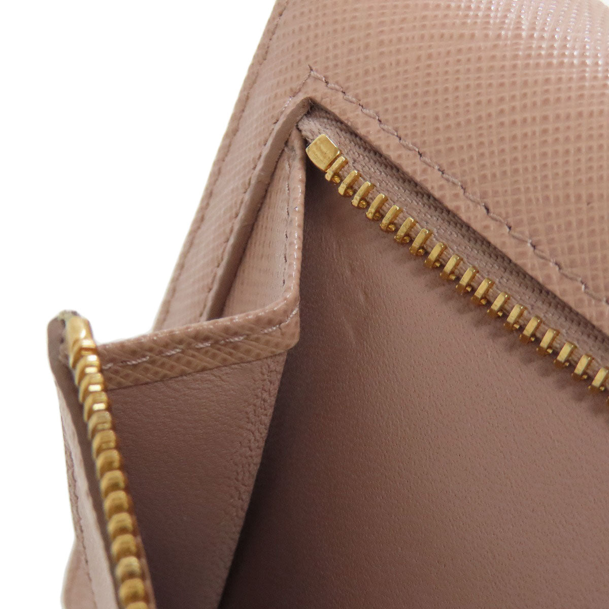 PRADA Long Wallet Purse leather beige Safiano logo