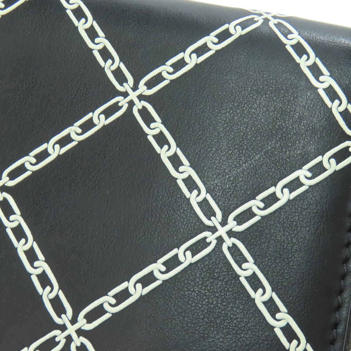 BURBERRY Long Wallet Purse leather black Chain motif