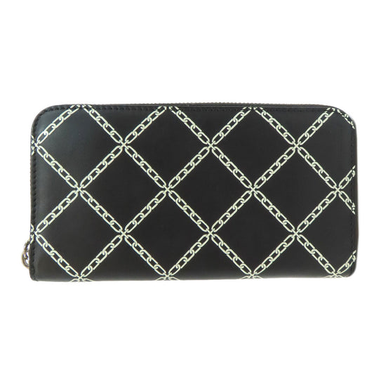 BURBERRY Long Wallet Purse leather black Chain motif