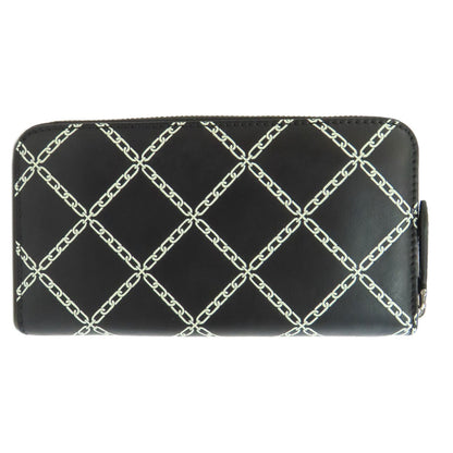 BURBERRY Long Wallet Purse leather black Chain motif