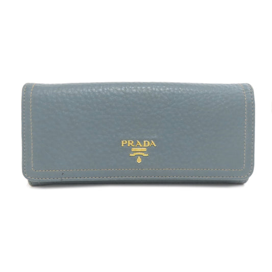 PRADA Long Wallet Purse leather blue logo