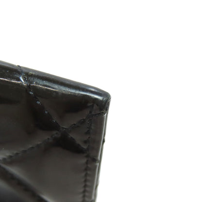 CHANEL Card Case Patent leather black Matelasse COCO Mark SilverMetal