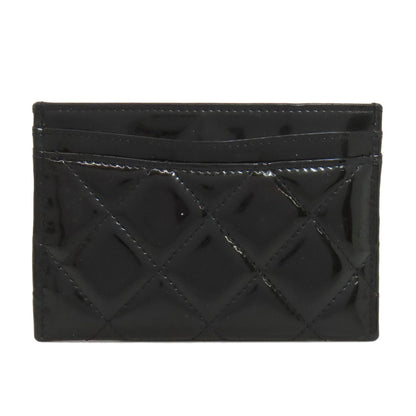 CHANEL Card Case Patent leather black Matelasse COCO Mark SilverMetal