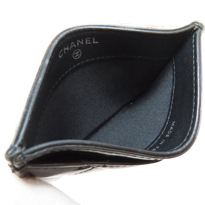 CHANEL Card Case Patent leather black Matelasse COCO Mark SilverMetal