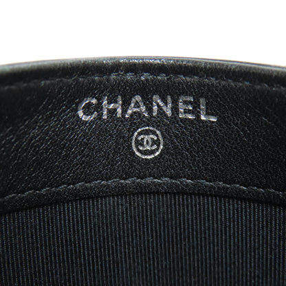 CHANEL Card Case Patent leather black Matelasse COCO Mark SilverMetal