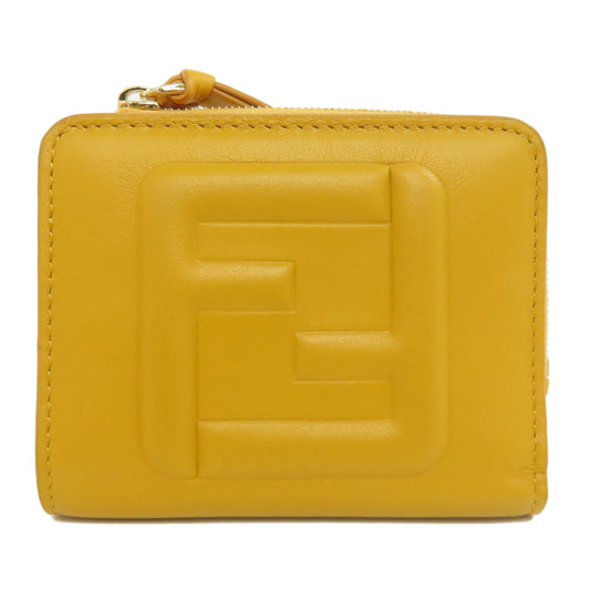 FENDI Bifold Wallet leather yellow FF Cube