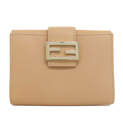 FENDI Card Case leather beige logo