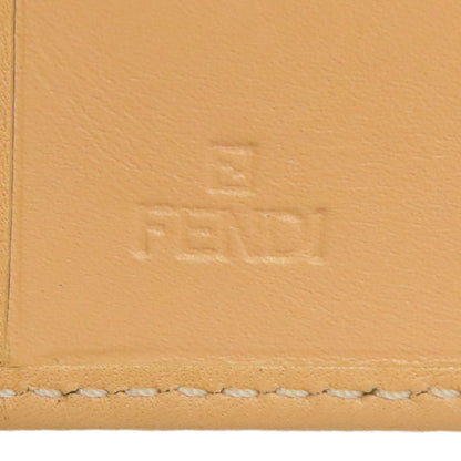 FENDI Card Case leather beige logo