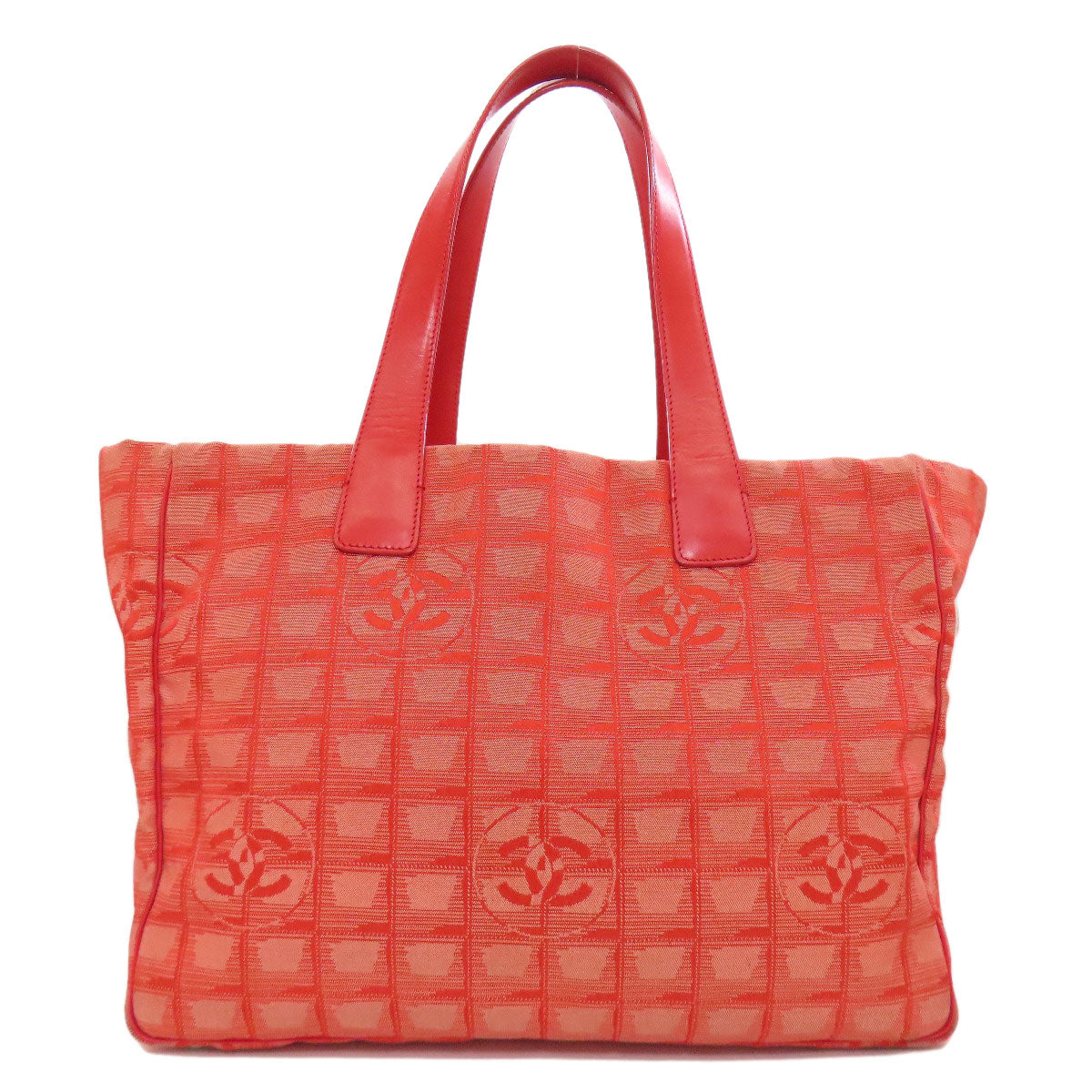 CHANEL Tote Bag Nylon jacquard Red New Travel Line MM