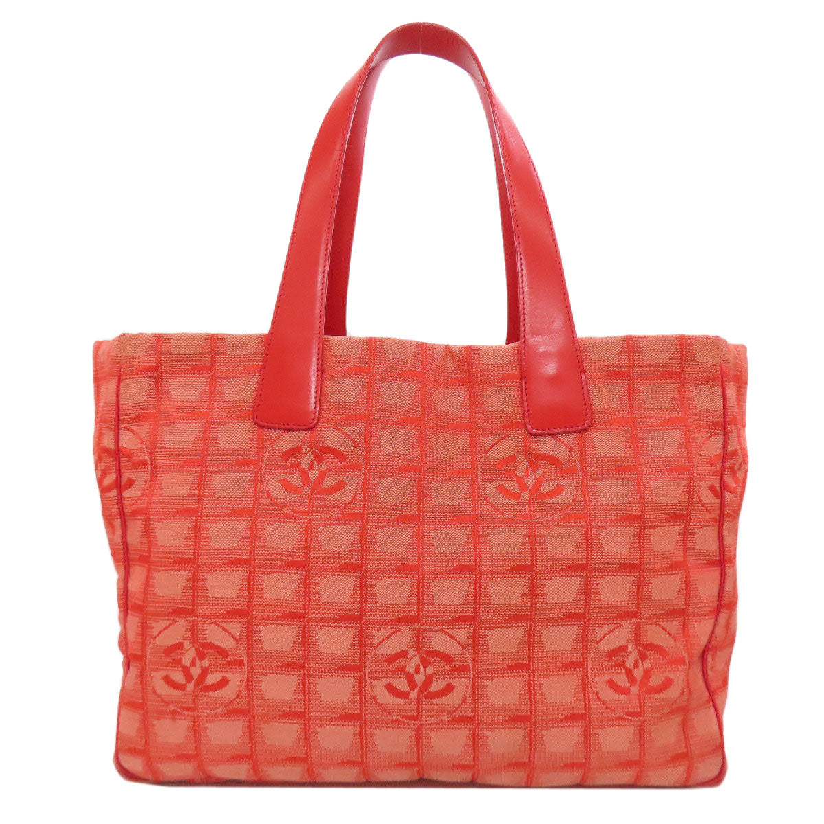 CHANEL Tote Bag Nylon jacquard Red New Travel Line MM