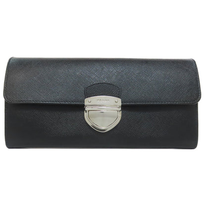 PRADA Long Wallet Purse 1M1037 Safiano black logo