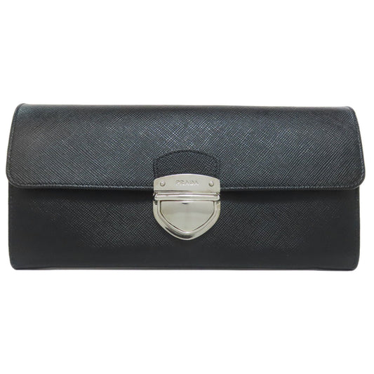 PRADA Long Wallet Purse 1M1037 Safiano black logo