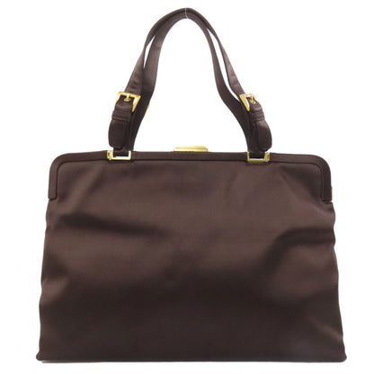 PRADA Handbag Satin Brown logo