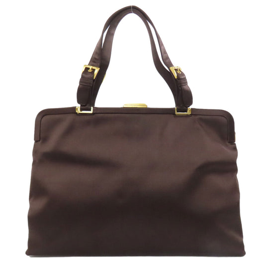 PRADA Handbag Satin Brown logo