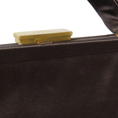 PRADA Handbag Satin Brown logo