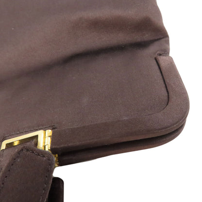 PRADA Handbag Satin Brown logo