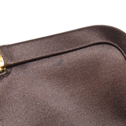PRADA Handbag Satin Brown logo