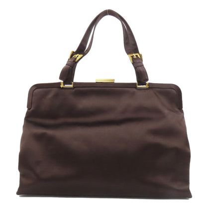 PRADA Handbag Satin Brown logo