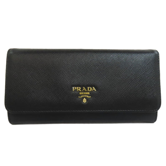 PRADA Long Wallet Purse Safiano black logo