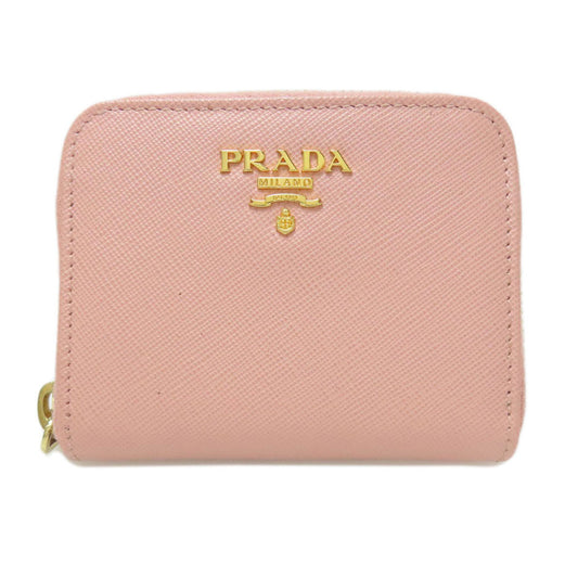 PRADA Coin case leather pink Saffiano logoMetal