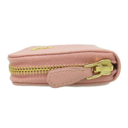 PRADA Coin case leather pink Saffiano logoMetal