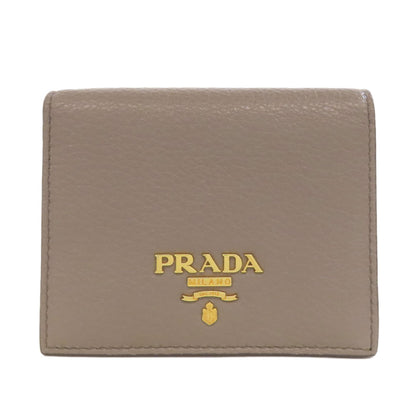 PRADA Bifold Wallet leather beige logo
