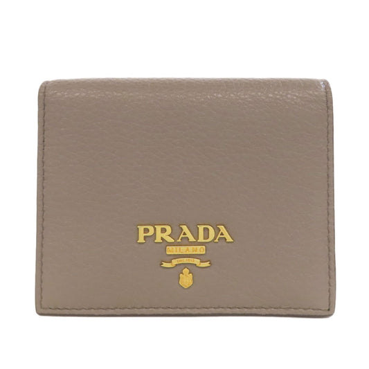 PRADA Bifold Wallet leather beige logo