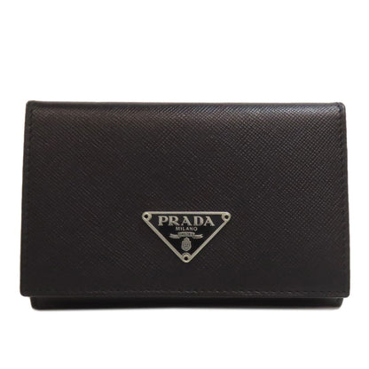 PRADA Card Case M504A Safiano black Business card holder logoMetal