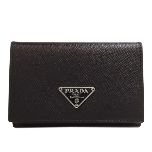 PRADA Card Case M504A Safiano black Business card holder logoMetal