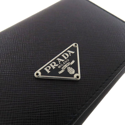 PRADA Card Case M504A Safiano black Business card holder logoMetal