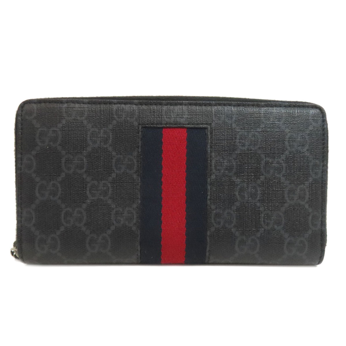 GUCCI Long Wallet Purse 408831 PVC black GG Supreme Shelly Line