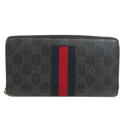 GUCCI Long Wallet Purse 408831 PVC black GG Supreme Shelly Line