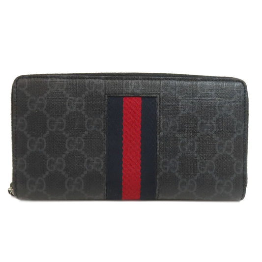 GUCCI Long Wallet Purse 408831 PVC black GG Supreme Shelly Line