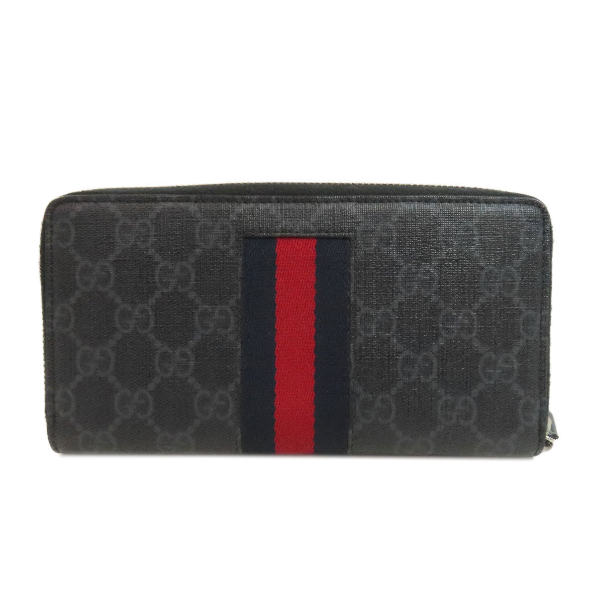 GUCCI Long Wallet Purse 408831 PVC black GG Supreme Shelly Line