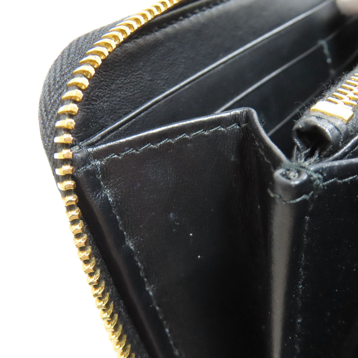 PRADA Long Wallet Purse 1ML506 Calfskin black Zip Around embossing