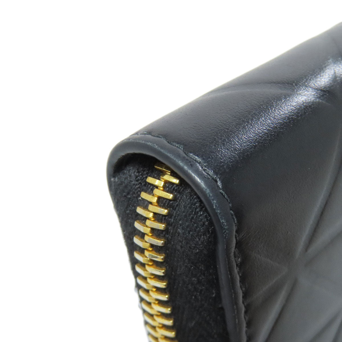 PRADA Long Wallet Purse 1ML506 Calfskin black Zip Around embossing
