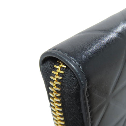 PRADA Long Wallet Purse 1ML506 Calfskin black Zip Around embossing