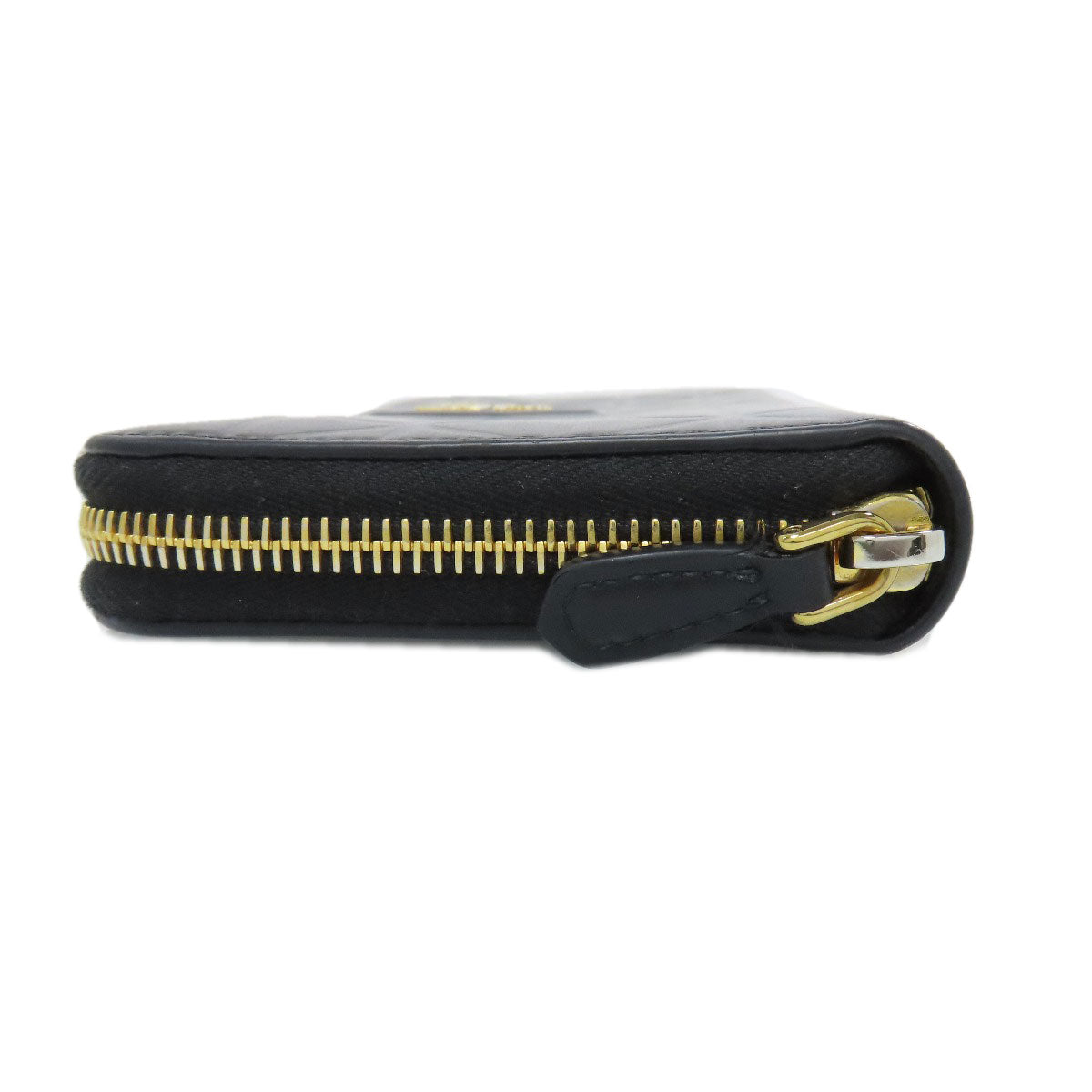 PRADA Long Wallet Purse 1ML506 Calfskin black Zip Around embossing