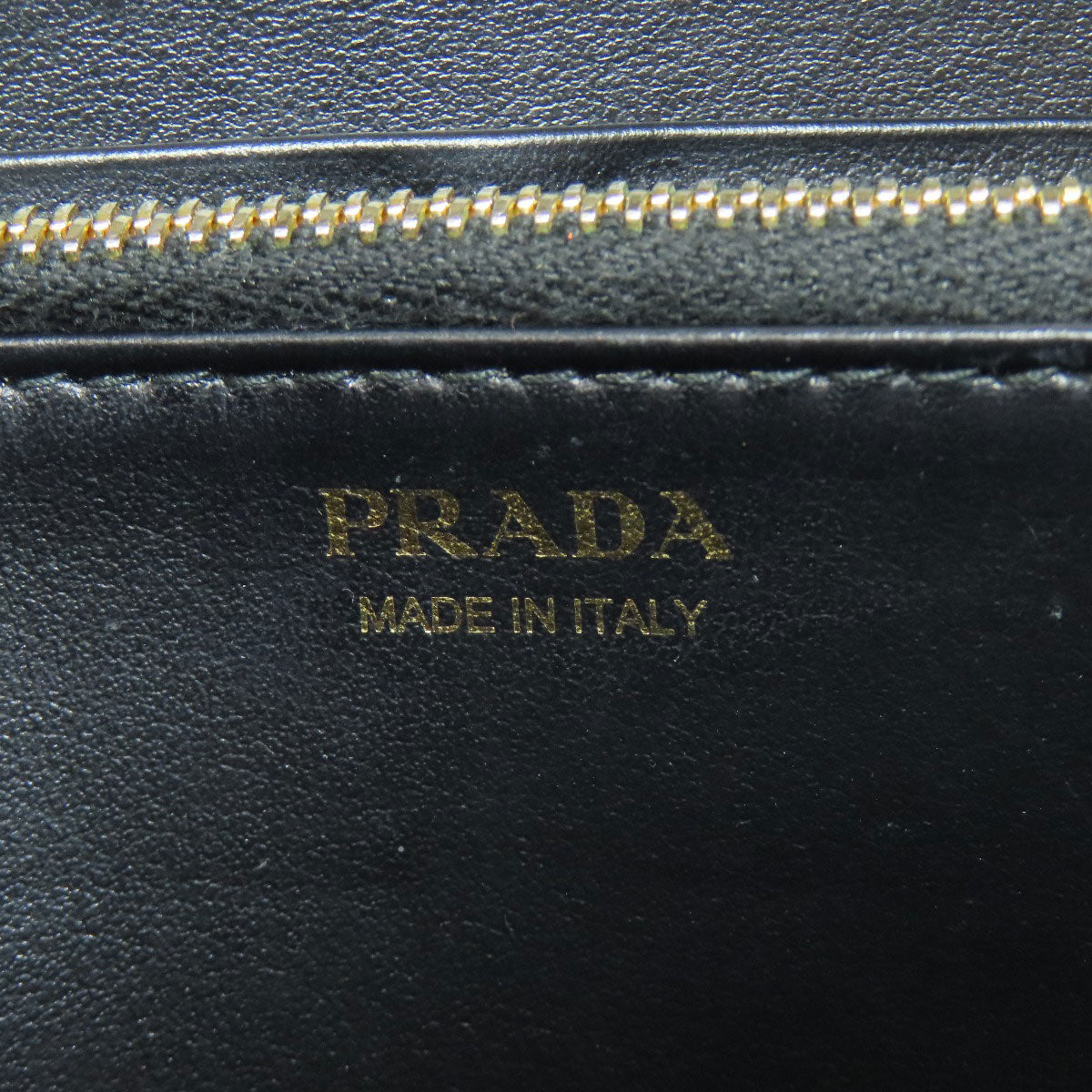 PRADA Long Wallet Purse 1ML506 Calfskin black Zip Around embossing