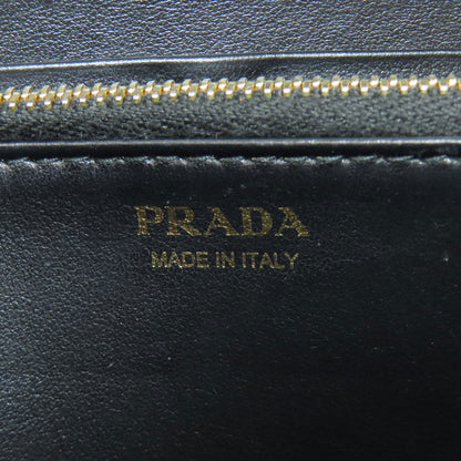 PRADA Long Wallet Purse 1ML506 Calfskin black Zip Around embossing