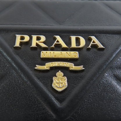 PRADA Long Wallet Purse 1ML506 Calfskin black Zip Around embossing