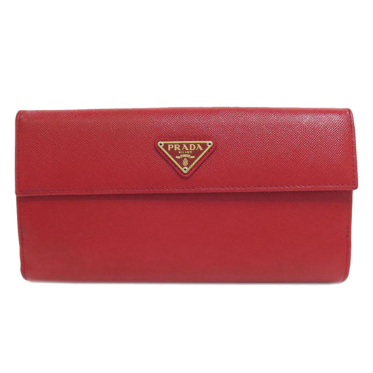 PRADA Long Wallet Purse Safiano Red logoMetal
