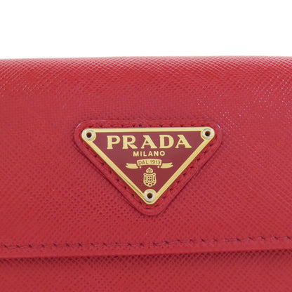 PRADA Long Wallet Purse Safiano Red logoMetal
