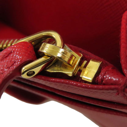 PRADA Long Wallet Purse Safiano Red logoMetal