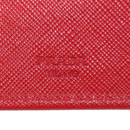 PRADA Long Wallet Purse Safiano Red logoMetal